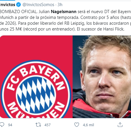 Bayern Munich paga una cifra récord para tener DT